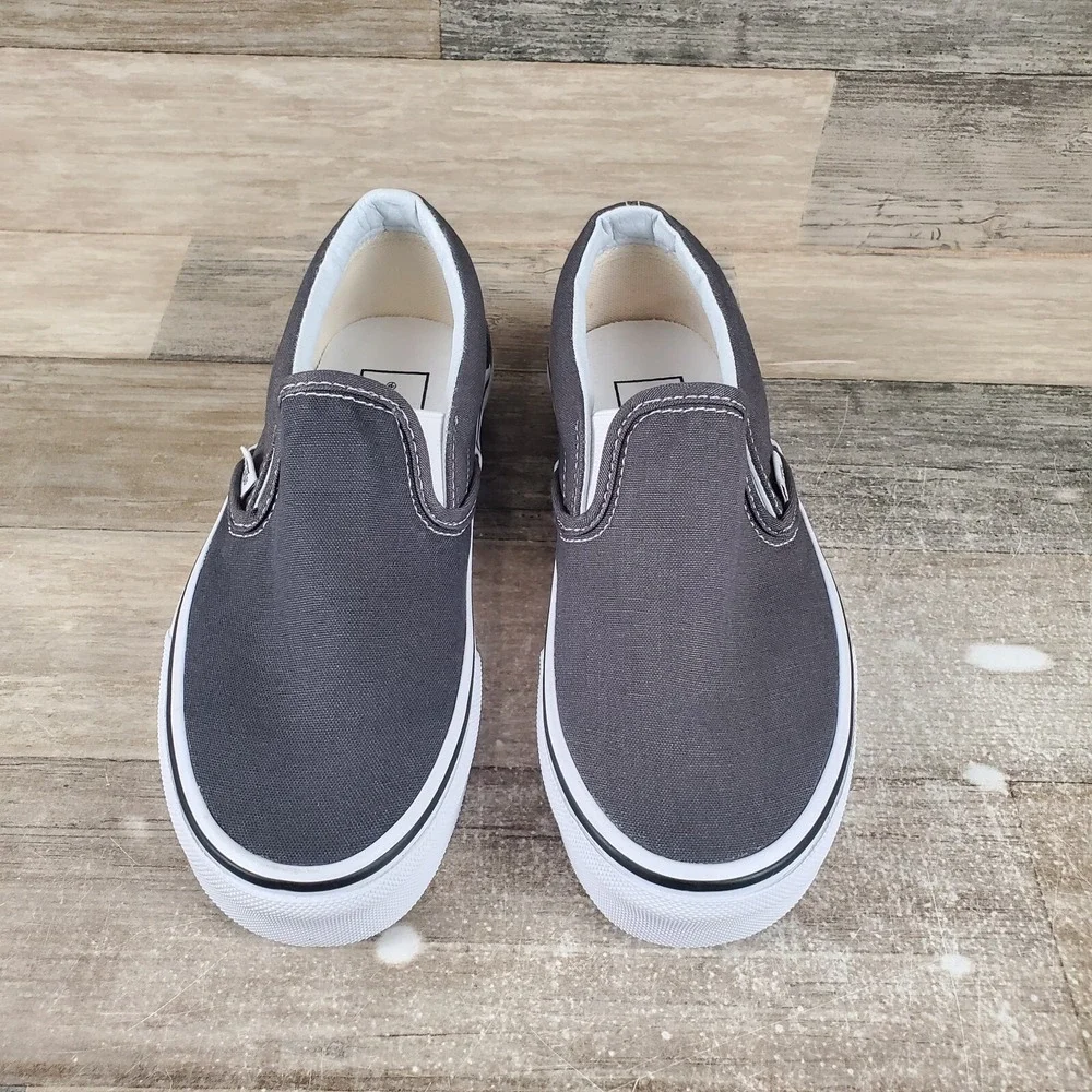 Vans Classic Womens Sz 5.5 Comfort Charcoal Round Toe Slip-On‎ Sneakers